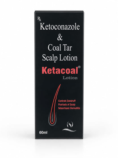 Ketacoal Scalp Lotion – 2  Anti-Dandruff & Psoriasis Treatment with Ketoconazole & Coal Tar | 60ml