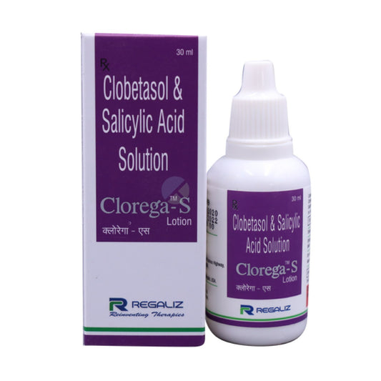 Clorega-S Lotion – Clobetasol & Salicylic Acid Solution | Scalp & Skin Lotion | For Psoriasis, Eczema, Dermatitis | 30ml