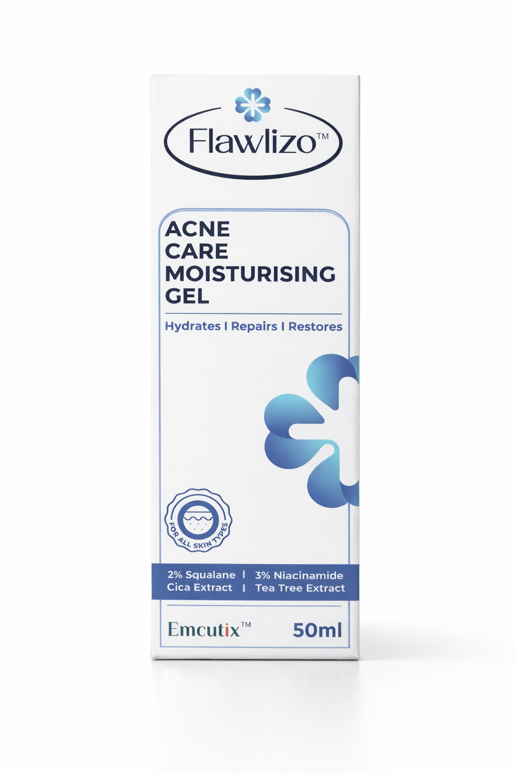 acne care moisturising gel with niacinamide & squalane | hydrating & skin repair gel | 50ml