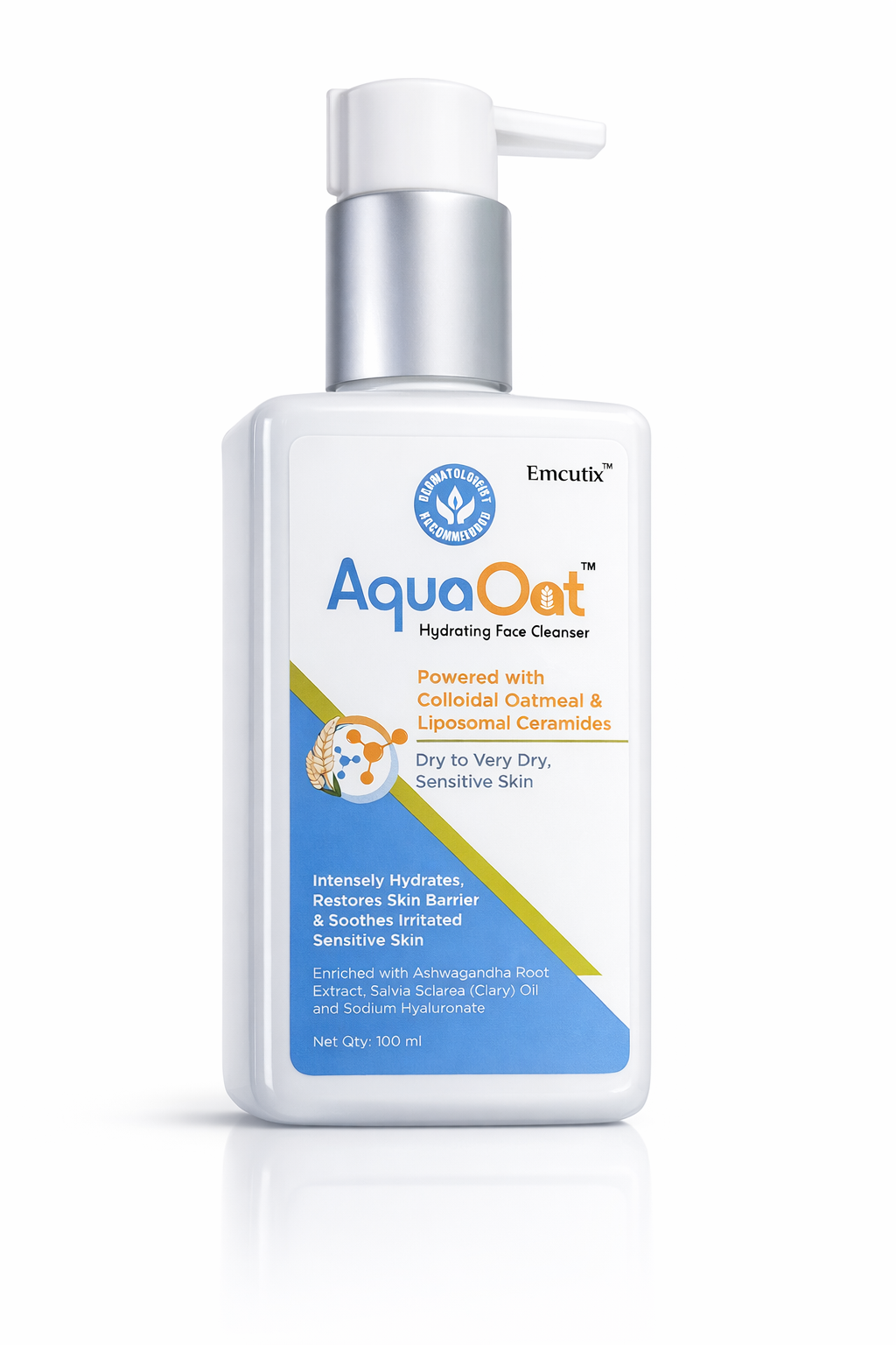 aquaoat hydrating face cleanser | colloidal oatmeal & ceramides | gentle cleanser for dry & sensitive skin | 100ml