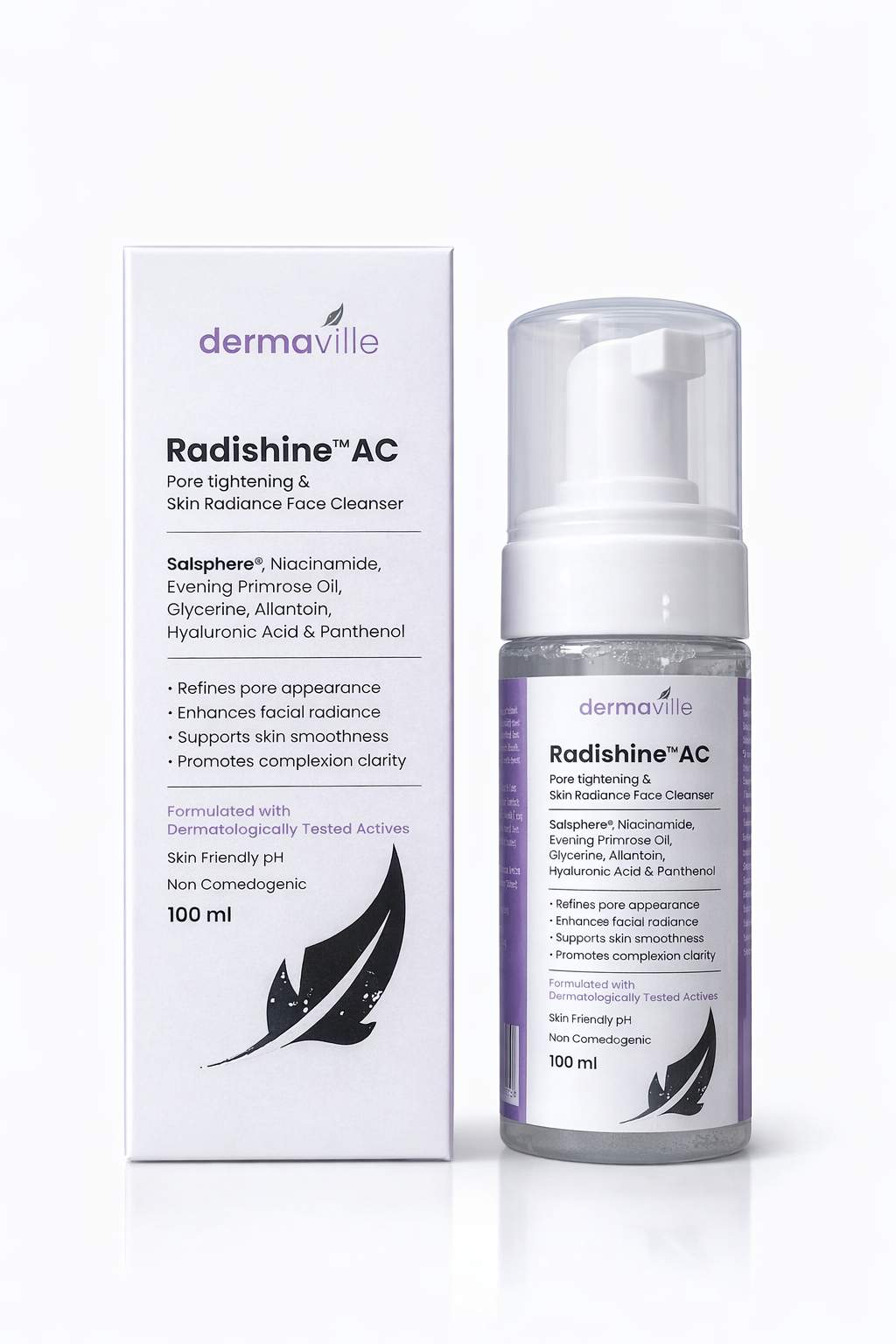radishine ac face cleanser – with niacinamide, hyaluronic acid & salsphere technology – 100ml