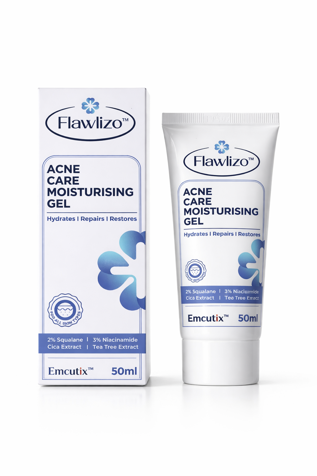 acne care moisturising gel with niacinamide & squalane | hydrating & skin repair gel | 50ml