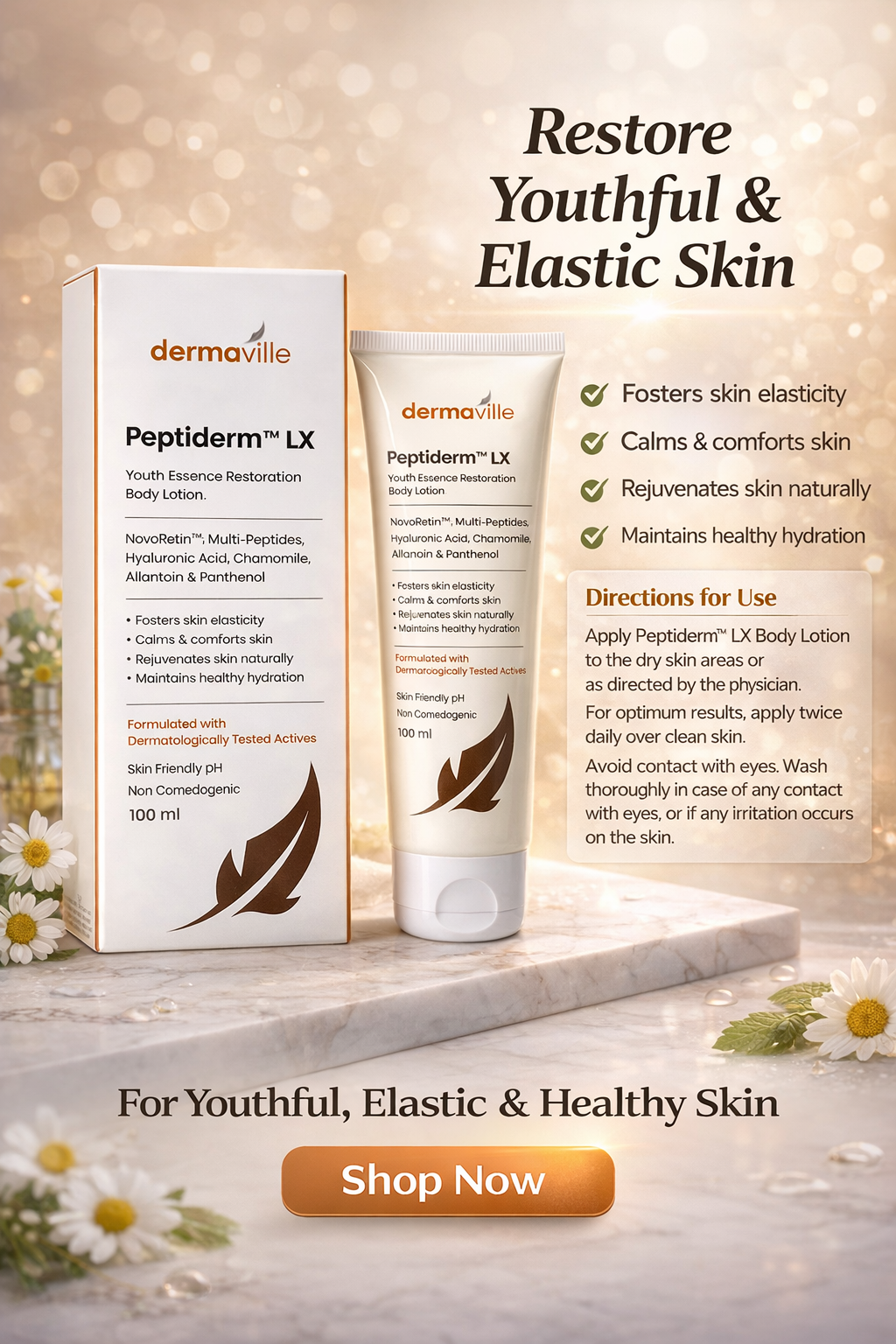 peptiderm™ lx youth essence restoration body lotion  | 100ml
