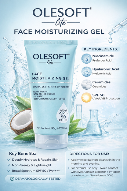 OLESOFT-lite Face Moisturizing Gel – SPF 50 PA++++ | Hydrates, Repairs & Protects