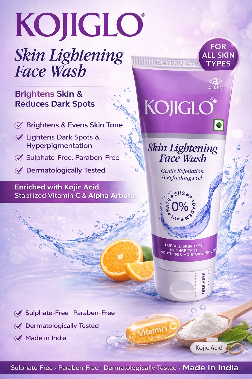 kojiglo skin lightening face wash