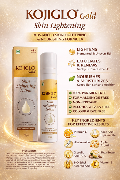KOJIGLO Gold – Skin Lightening & Even Tone Lotion | 100% Paraben-Free | 100ml