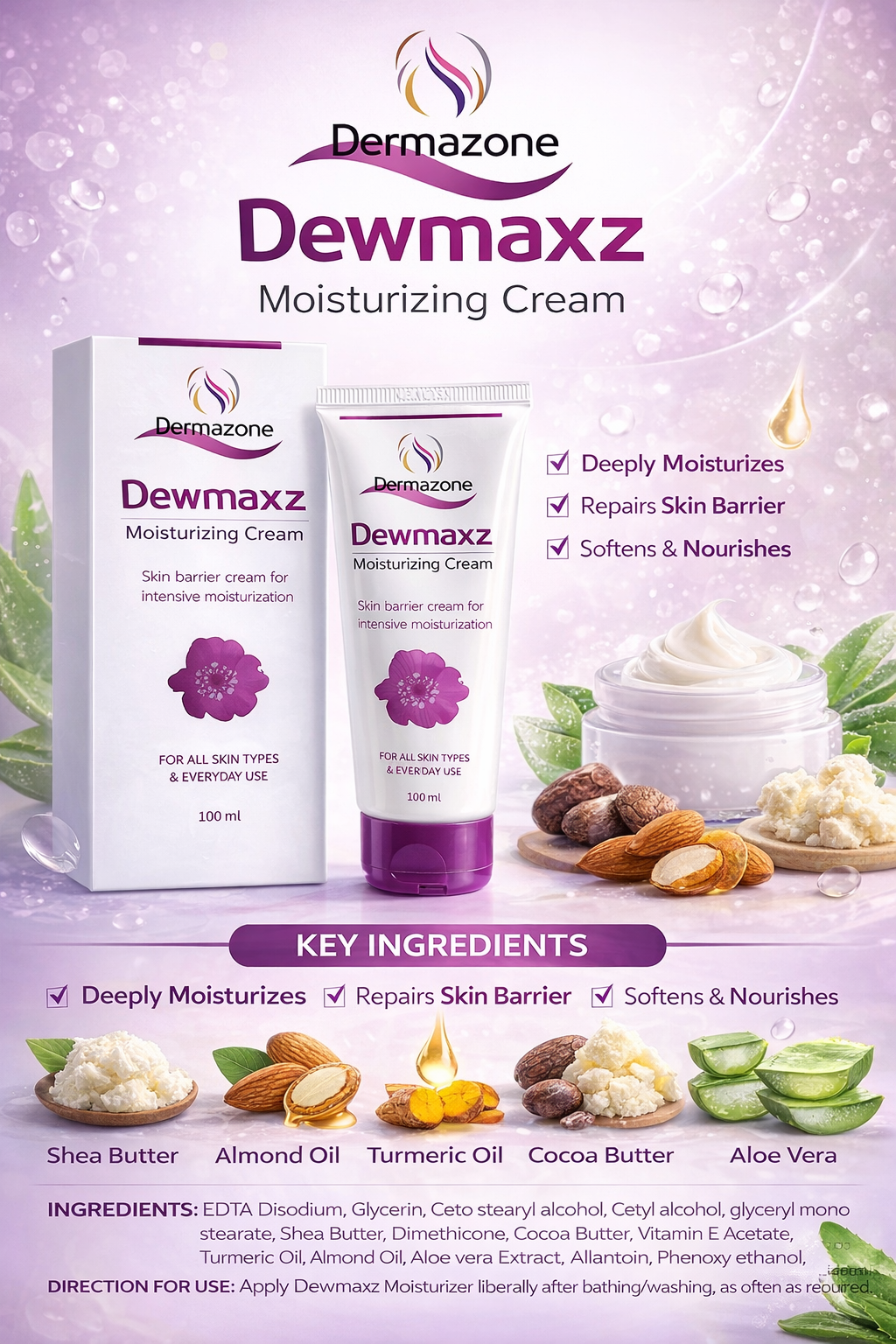 dewmaxz moisturizing cream – for all skin types – 100 ml