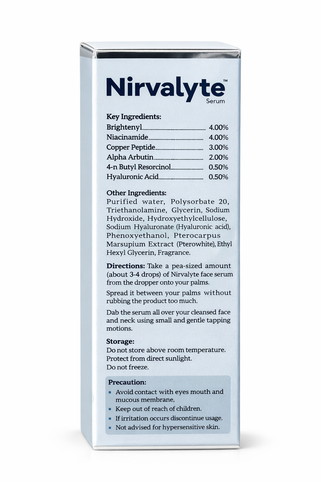 nirvalyte intense skin lightening & brightening face serum – with brightenyl, niacinamide & copper peptide – 25ml