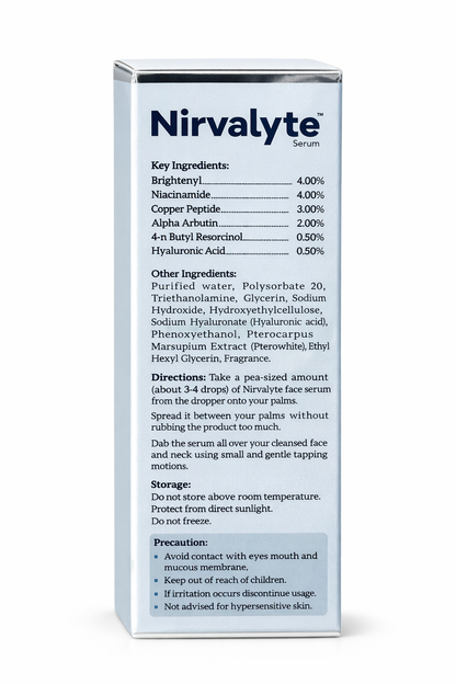Nirvalyte Intense Skin Lightening & Brightening Face Serum – With Brightenyl, Niacinamide & Copper Peptide – 25ml