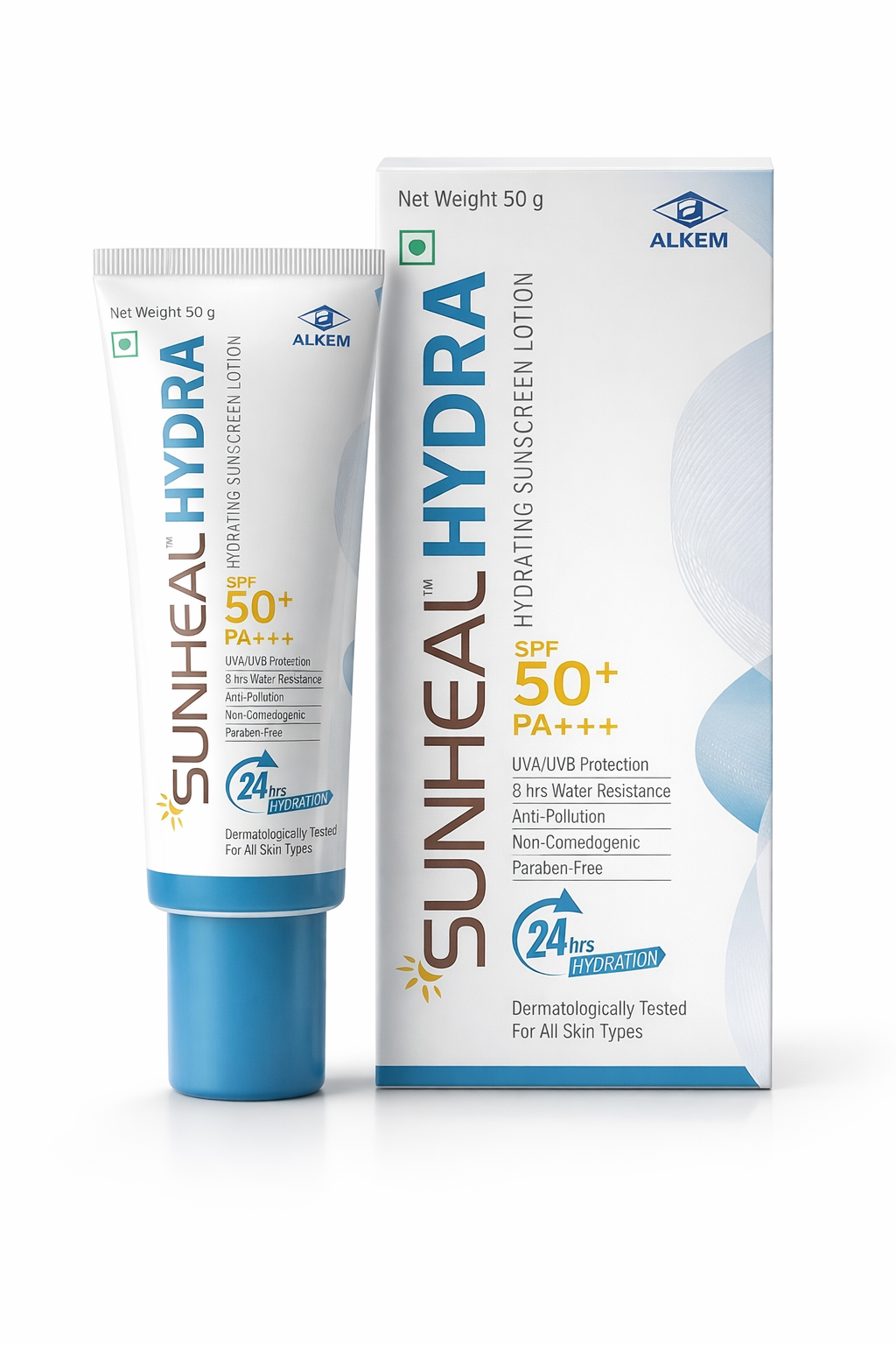 sunheal hydra sunscreen lotion spf 50+ pa+++ | 24hr hydration | uva/uvb protection | non-comedogenic | all skin types