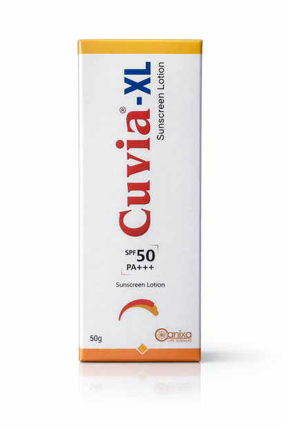 Cuvia-XL Sunscreen Lotion SPF 50 PA+++ | Broad Spectrum UVA & UVB Protection | Non-Comedogenic, Sweat-Resistant | 50g