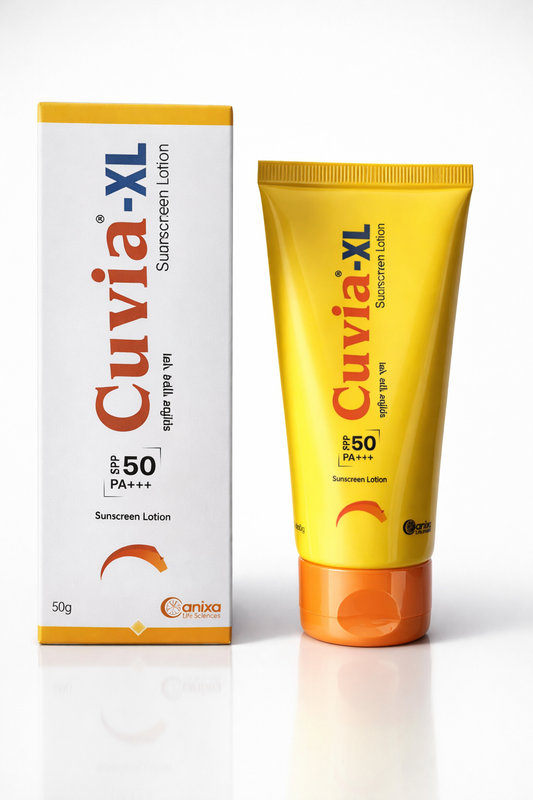 Cuvia-XL Sunscreen Lotion SPF 50 PA+++ | Broad Spectrum UVA & UVB Protection | Non-Comedogenic, Sweat-Resistant | 50g