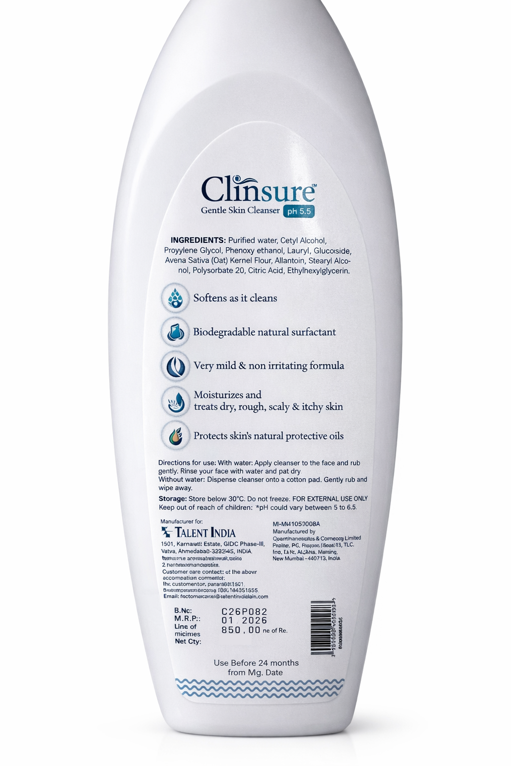 clinsure gentle skin cleanser – ph 5.5