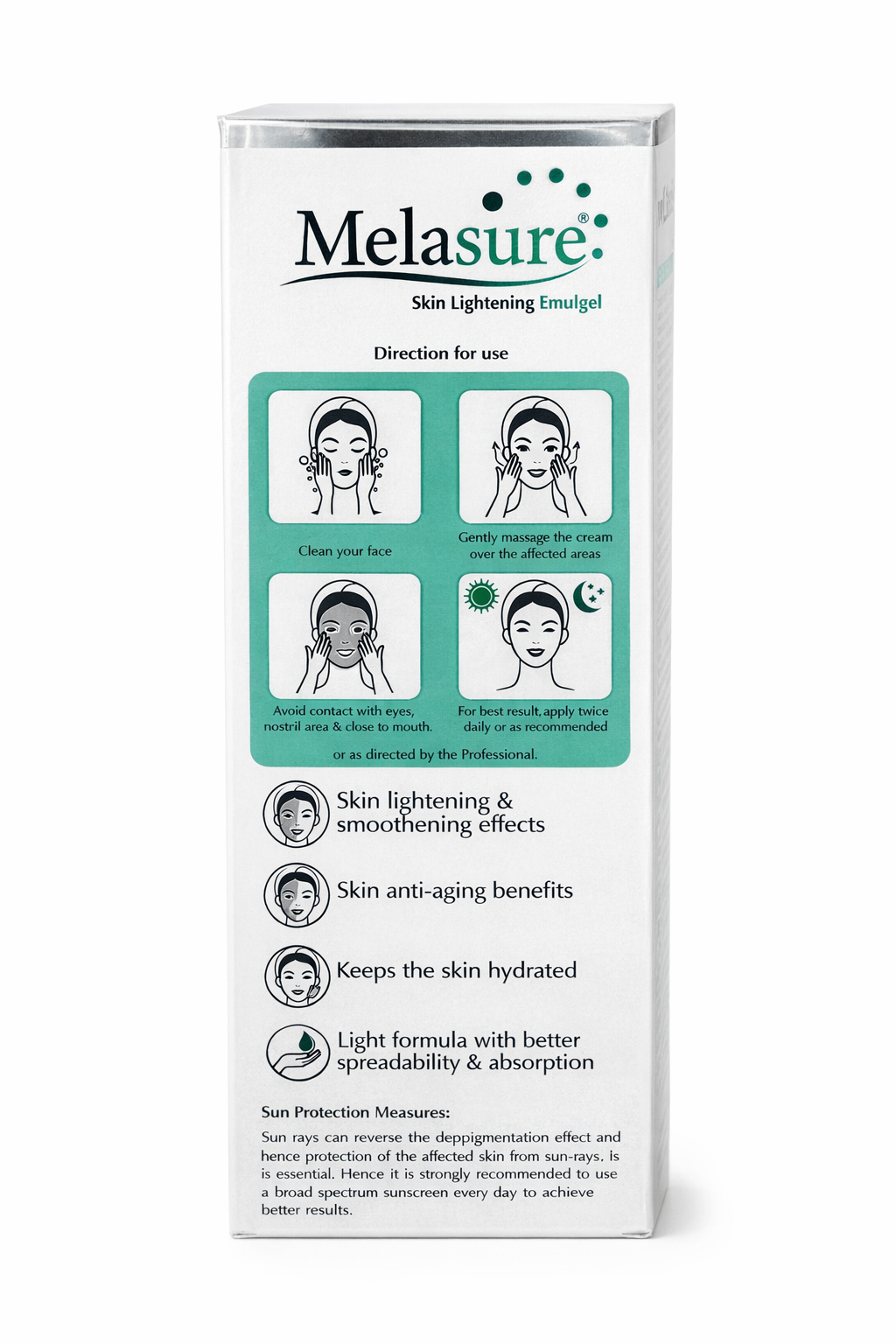 melasure skin lightening emulgel 20g | brightening & even tone cream | dermatologically tested, fragrance free