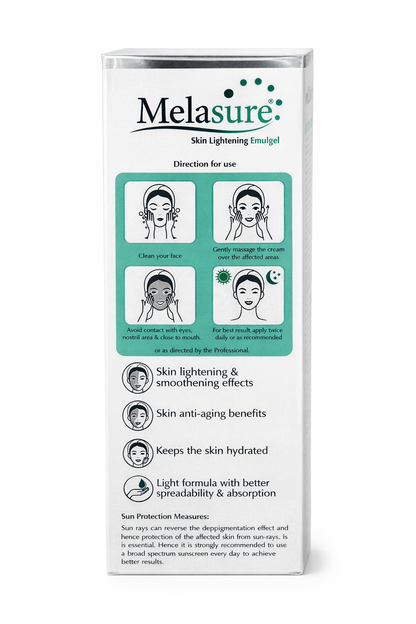 Melasure Skin Lightening Emulgel 20g | Brightening & Even Tone Cream | Dermatologically Tested, Fragrance Free