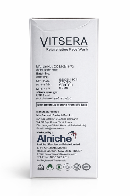 Vitsera Rejuvenating Face Wash 100ml – Vitamin C & Hyaluronic Acid for Glowing Skin