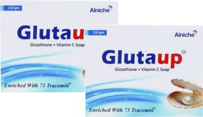 glutaup glutathione & vitamin c soap 110g with aloe vera extract | skin brightening & cleansing bar | for face & body