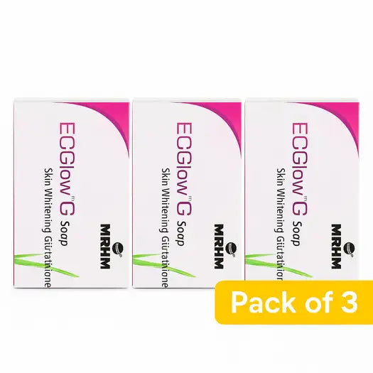 ecglow™g soap (pack of -3) with glutathione | enriched with papaya, aloe vera & mushroom extract – 75g