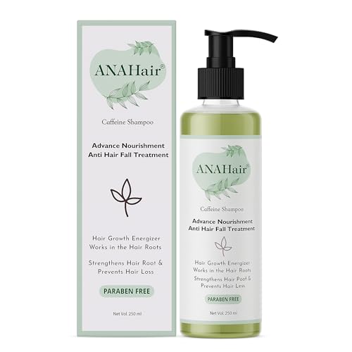 ANAHair Caffeine Shampoo – Anti Hair Fall & Hair Growth Energizer | Strengthens Roots | Paraben-Free (250ml)