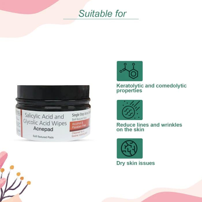 Acnepad – Salicylic Acid & Glycolic Acid Wipes 