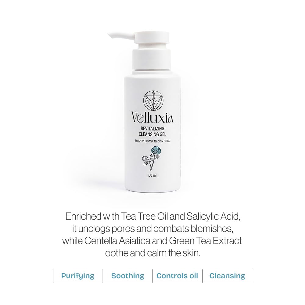 revitalizing cleansing gel with tea tree, salicylic acid & centella for clear, balanced skin – 150 ml