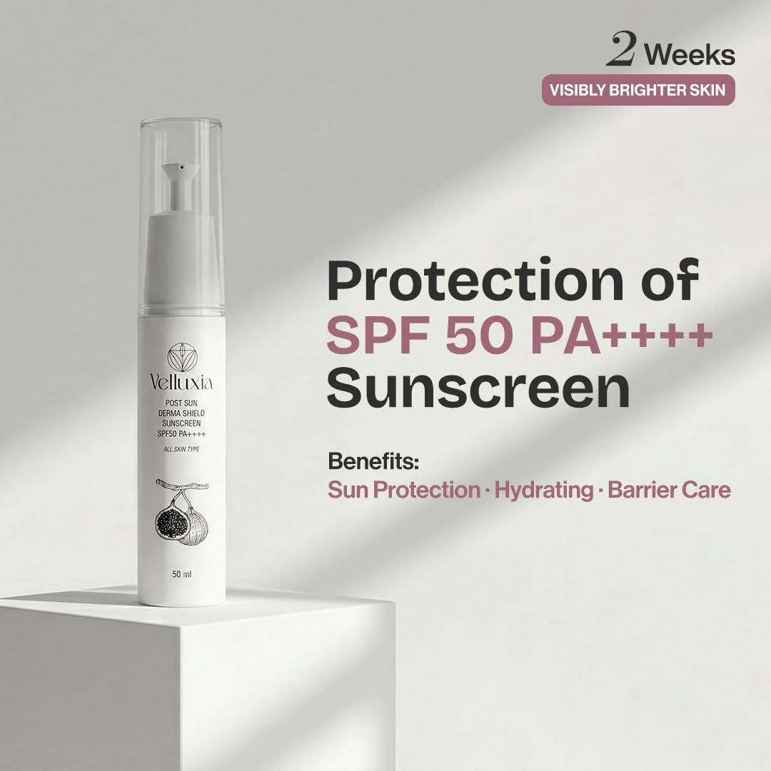 post sun derma shield sunscreen spf 50 pa++++ with hyaluronic complex & vitamin e – 50 ml