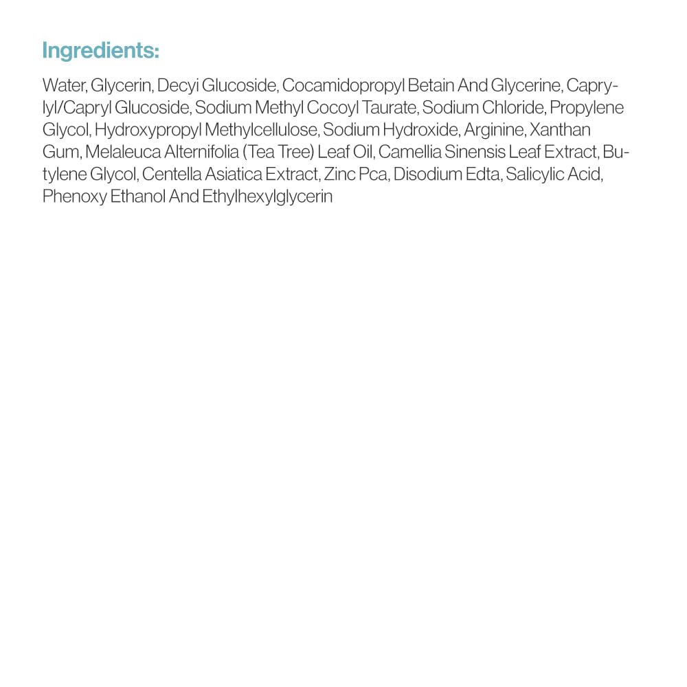 revitalizing cleansing gel with tea tree, salicylic acid & centella for clear, balanced skin – 150 ml