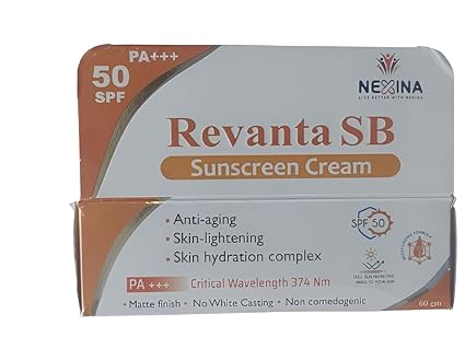 Nexina Revanta SB Sunscreen Cream SPF 50 PA+++ – Matte Finish, Anti-Aging & Hydrating