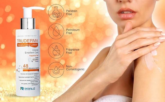 truderma moisturizing lotion | intense emollient care | 48-hour hydration | ceramide complex | fragrance-free | 50ml