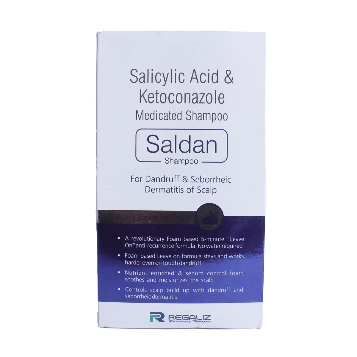 Saldan Foam Shampoo | Salicylic Acid 2% & Ketoconazole 2% | Anti-Dandruff & Seborrheic Dermatitis Control | Leave-On Formula | REGALIZ