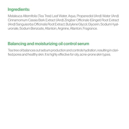 tea tree & ginger 70% ampoule face serum for acne, oil control & pore refining – 30 ml