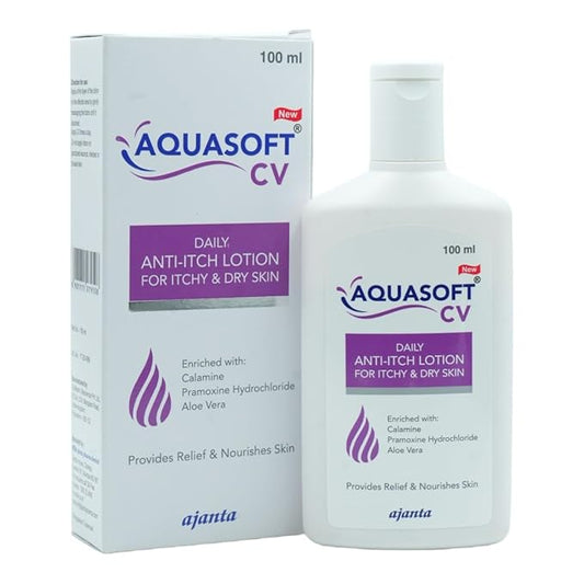Aquasoft CV Daily Anti-Itch Lotion | Calamine, Aloe Vera & Pramoxine | Soothes Itchy & Dry Skin | 100ml