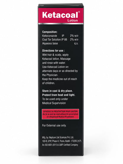 Ketacoal Scalp Lotion – 2  Anti-Dandruff & Psoriasis Treatment with Ketoconazole & Coal Tar | 60ml