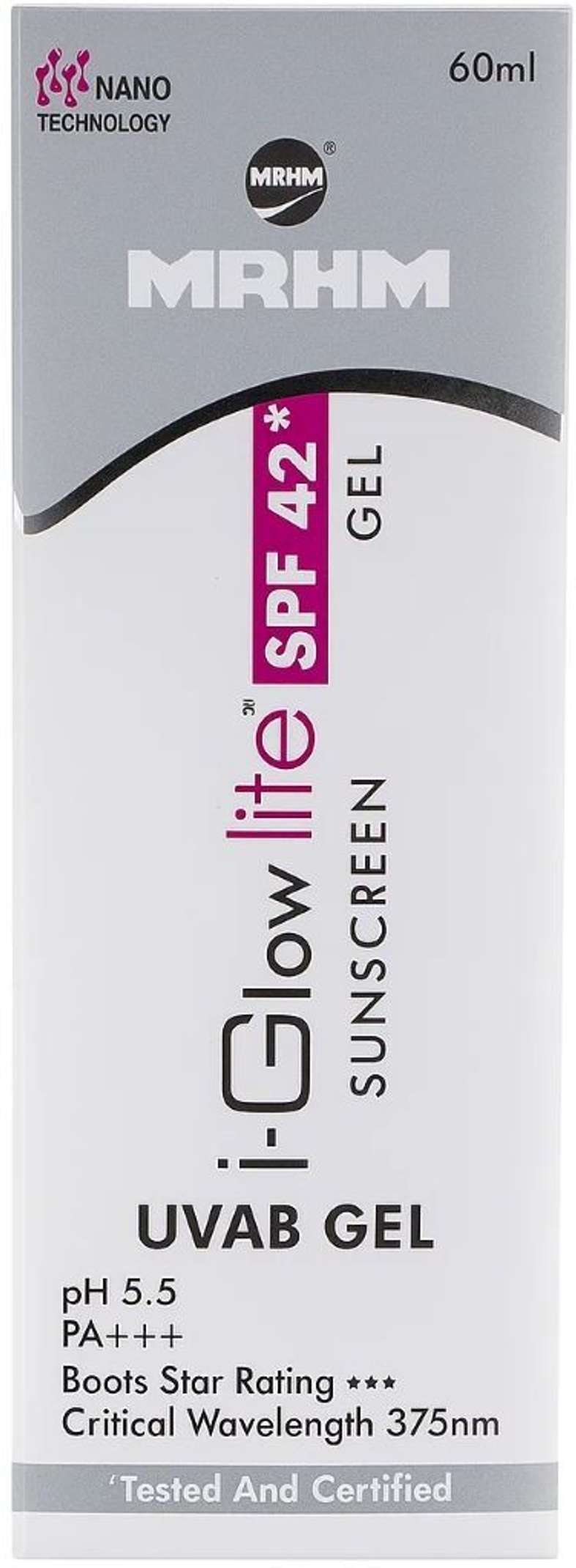i-glow lite sunscreen gel spf 42 | broad spectrum pa+++ | nano technology | 60ml