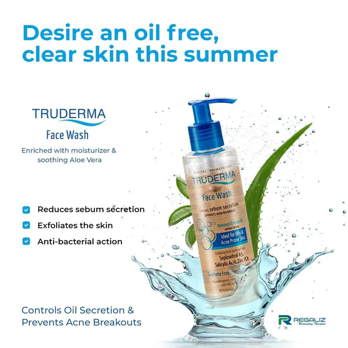 Truderma Face Wash | Sebum Control & Anti-Acne | Sulphate-Free | 250ml