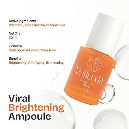 vitamin c 20% ampoule face serum with alpha arbutin & niacinamide for brightening & glow – 30 ml