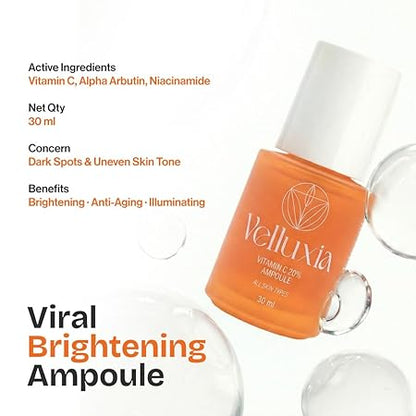 Vitamin C 20% Ampoule Face Serum with Alpha Arbutin & Niacinamide for Brightening & Glow – 30 ml
