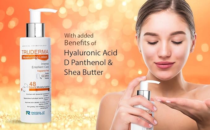 truderma moisturizing lotion | intense emollient care | 48-hour hydration | ceramide complex | fragrance-free | 50ml