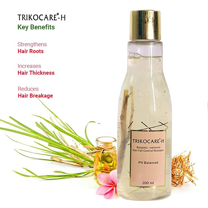 trikocare-h hair fall control shampoo with balsamic-vetiveria & aloe vera – 200ml | ph balanced & paraben-free