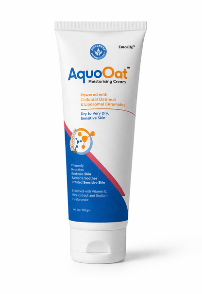 AquaOat Moisturising Cream with Colloidal Oatmeal & Ceramides | Intense Hydration for Dry & Sensitive Skin | 100g