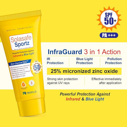 Solasafe Sportz Physical Sunscreen Gel SPF 50+ – Powerful Protection Against Infrared & Blue Light