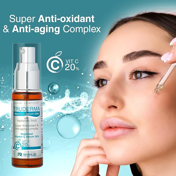 Truderma Vitamin C Serum 20% | With Hyaluronic Acid | Brightening & Anti-Aging Serum | Dermatologically Tested | 30ml