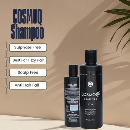 COSMOQ Shampoo by Aesthetic Science – Hydrating & Frizz-Control Everyday Shampoo | 200ml | Paraben-Free