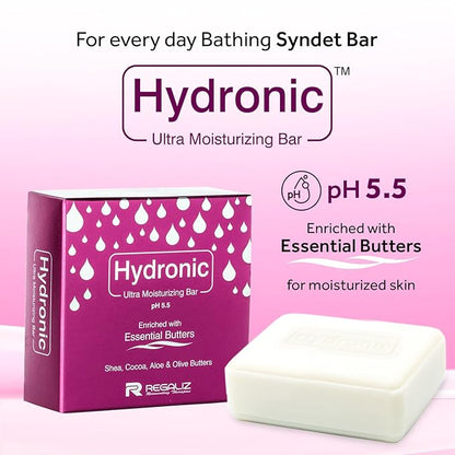 Hydronic Ultra Moisturizing Bar (3 Pack) – pH 5.5 with Cocoa, Shea, Aloe & Olive Butters