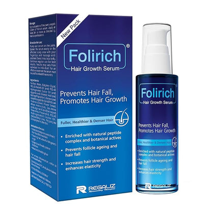 Folirich Hair Growth Serum | With Peptides, Biochanin A & Botanical Extracts | Prevents Hair Fall | Promotes Hair Growth | 125ml | Alcohol-Free | Dermatologically Tested