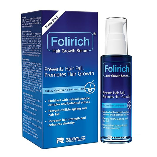 Folirich Hair Growth Serum | With Peptides, Biochanin A & Botanical Extracts | Prevents Hair Fall | Promotes Hair Growth | 125ml | Alcohol-Free | Dermatologically Tested