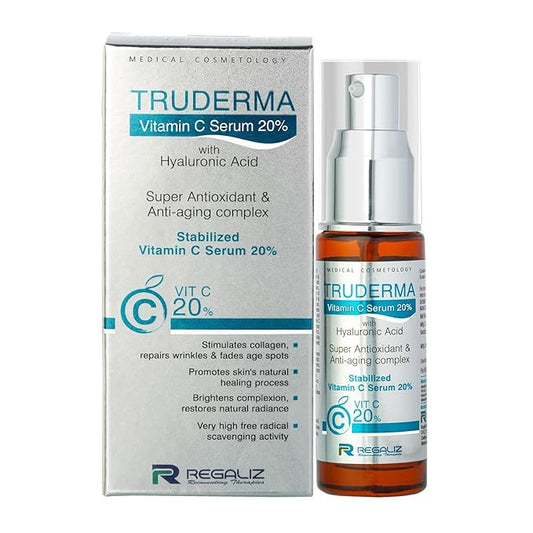 Truderma Vitamin C Serum 20% | With Hyaluronic Acid | Brightening & Anti-Aging Serum | Dermatologically Tested | 30ml