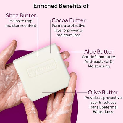 Hydronic Ultra Moisturizing Bar (3 Pack) – pH 5.5 with Cocoa, Shea, Aloe & Olive Butters