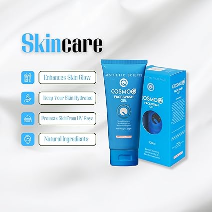 cosmoq face-wash gel – revitalizing gentle cleanser with natural actives (100ml)