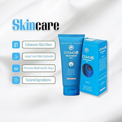 COSMOQ Face-Wash Gel – Revitalizing Gentle Cleanser with Natural Actives (100ml)